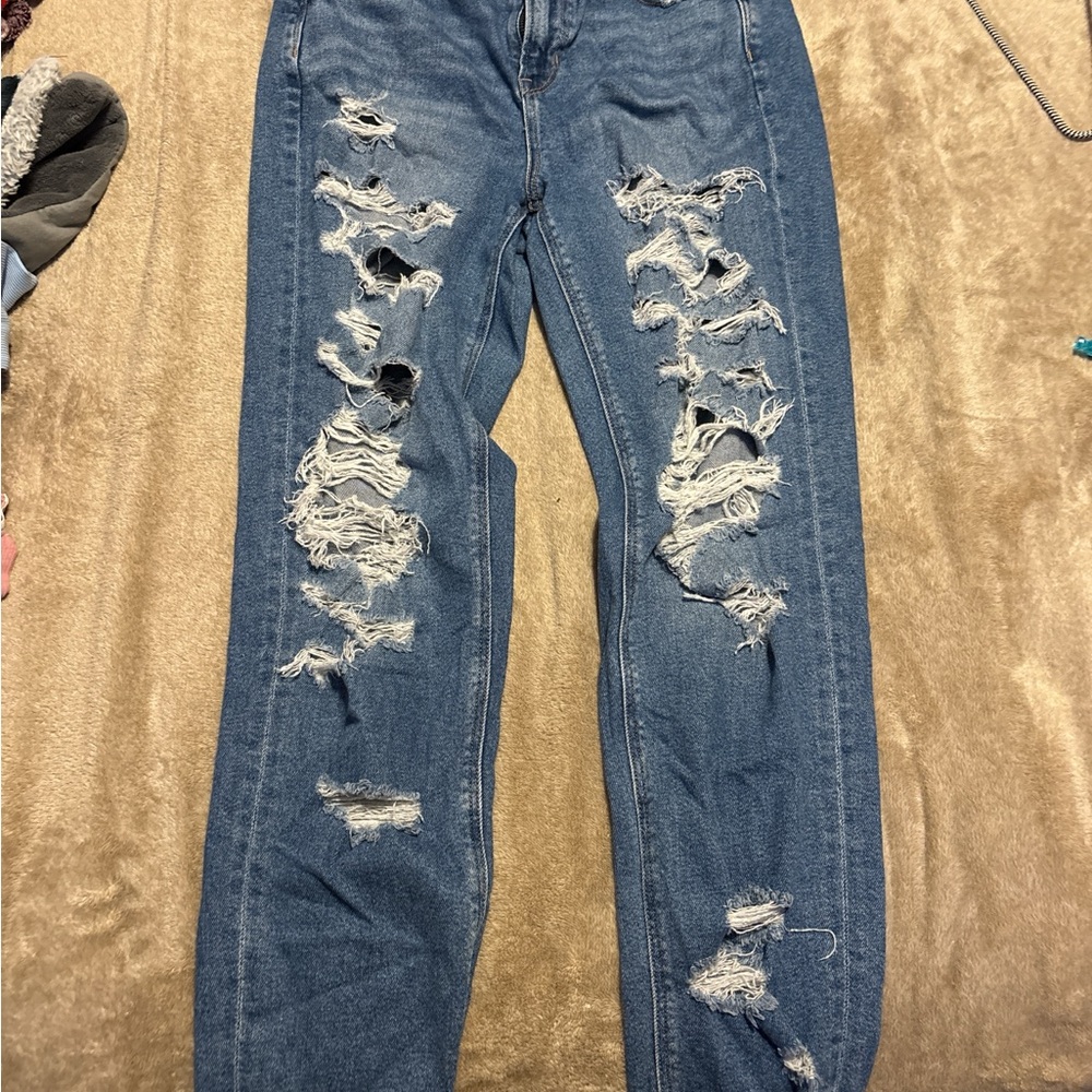American Eagle Outfitters Ripped Blue Boyfriend Jeans